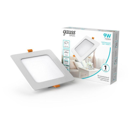 Светильник светодиодный Basic Downlight 9Вт 4000К IP20 720лм 170-260В 120х26 квадрат бел.  9031420209