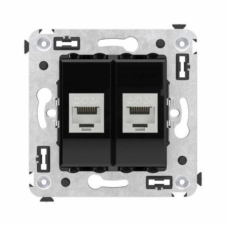Розетка компьютерная 2-м СП Avanti "Черный квадрат" RJ45 кат.6A без шторок экранир. механизм  4402774