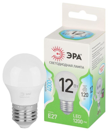 Лампа светодиодная GREEN LINE P45-12W-840-E27 GL E27 12Вт шар яркий свет бел.  Б0067050