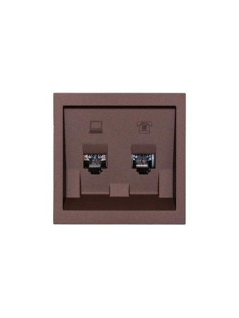 Розетка компьютер+телефон СП ZIMA IP20 шоколад  704-7388-143