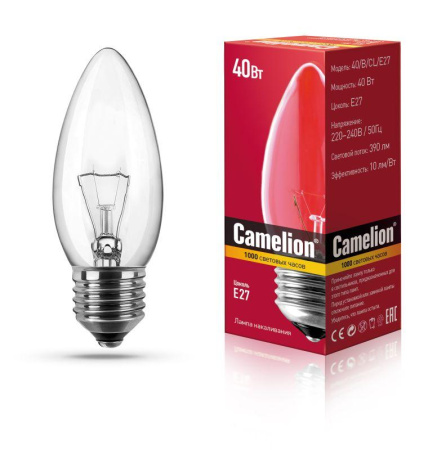 Лампа накаливания MIC B CL 40Вт E27  8975