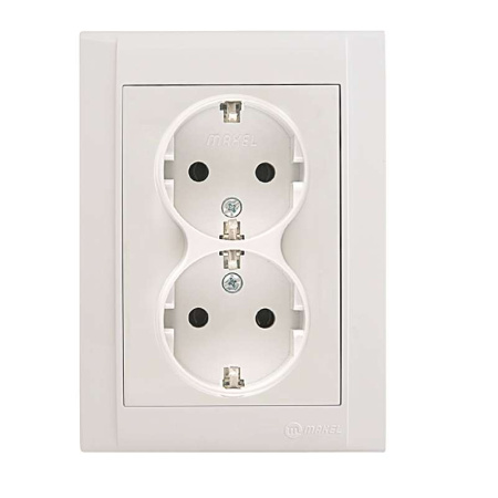 Розетка 2-м СП Defne 16А IP20 с заземл. бел.  42001057