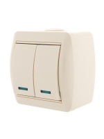 Выключатель 2-кл. ОП Nata 10А IP20 с подсветкой крем.  710-0300-112