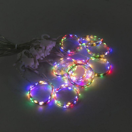 Гирлянда светодиодный занавес из росы 3х3м 300 LED IP20 USB + пульт управления с крючками для крепления мультиколор  315-889