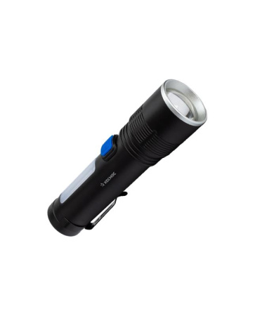 Фонарь аккумуляторный ручной 10Вт LED+2Вт COB LED zoom-линза Li-ion 18650 1800мА.ч корпус анодир. алюм. USB-шнур type C зажим для крепления  KOC133Lit