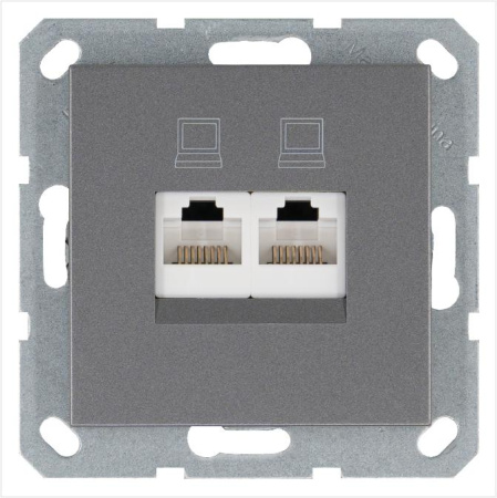 Розетка компьютерная 2-м RJ45 IP20 кат. 5E механизм алюм.  G6106S