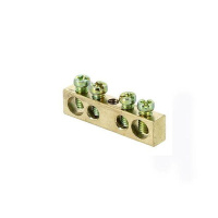 Шина PEN "ноль-земля" 6х9 4 отвер. латунь крепеж по центру PROxima  sn0-63-04