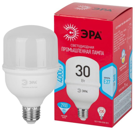 Лампа светодиодная высокомощная RED LINE LED POWER T80-30W-4000-E27 R 30Вт Т80 колокол 4000 К нейтр. бел. E27 2900лм  Б0063849