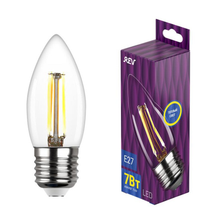 Лампа светодиодная филаментная PREMIUM (FILAMENT) 7Вт C37 свеча 2700К тепл. E27 480лм  32425 6