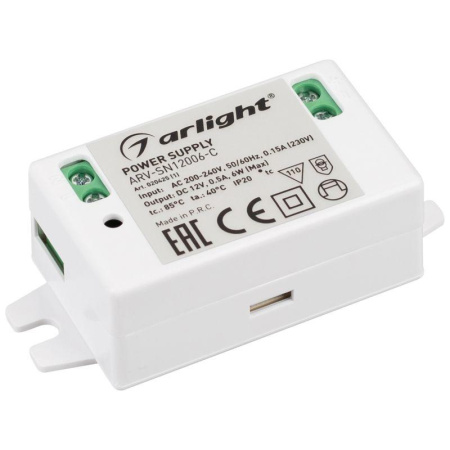 Блок питания ARV-SN12006-C 12В 0.5А 6Вт IP20 пластик  020425(1)
