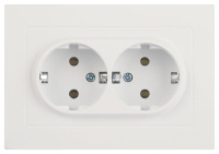 Розетка Accent 6-205-01М 2X2P+E Schuko 16А-250В IP20 СУ AL/CU бел. матов.  Б0063487