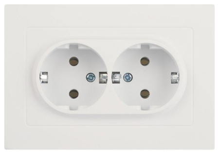 Розетка Accent 6-205-01М 2X2P+E Schuko 16А-250В IP20 СУ AL/CU бел. матов.  Б0063487