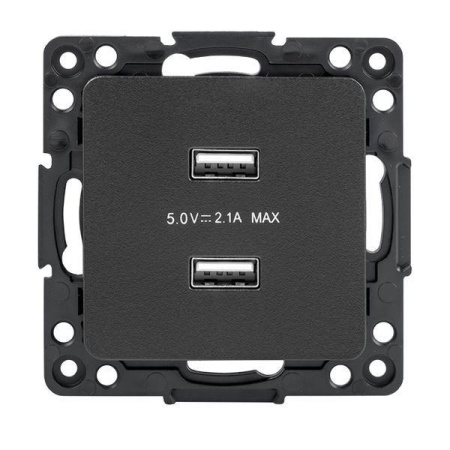 Розетка USB 2-м Стокгольм 2.1А механизм черн. PROxima  EZR16-028-10-2USB