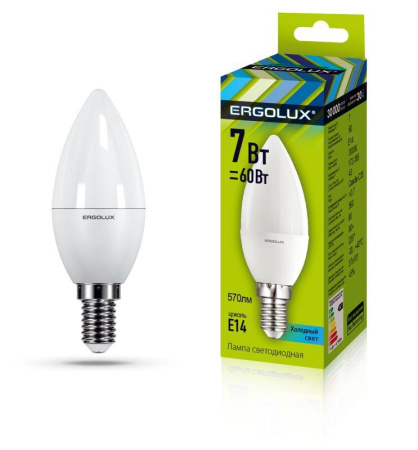 Лампа светодиодная LED-C35-7W-E14-3000K "Свеча" 172-265В  12134
