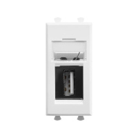 Розетка USB 1мод. Avanti "Белое облако" тип А-А модульная  4400401