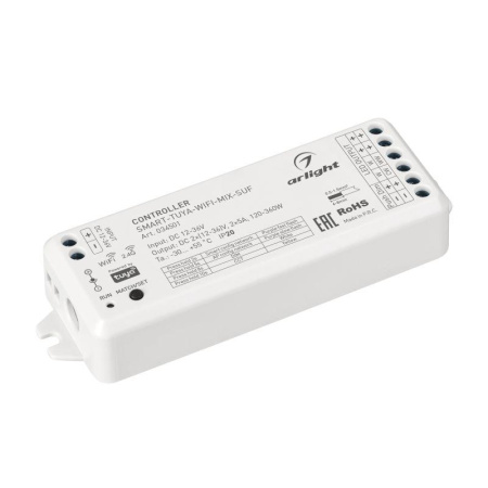 Контроллер SMART-TUYA-WIFI-MIX-SUF 12-36В 2х5А 2.4G IP20 пластик  034501