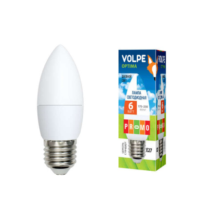 Лампа светодиодная LED-C37-6W/NW/E14/FR/O 6Вт свеча 4500К бел. E14 450лм 175-250В  10213