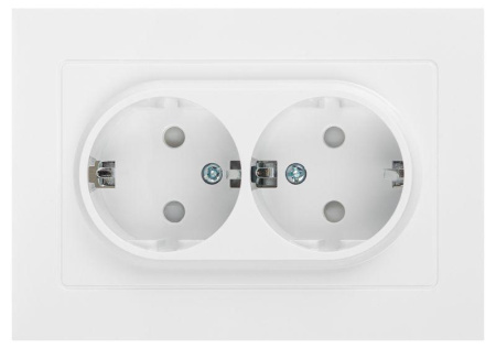 Розетка  Accent 6-208-01 2X2P+E Schuko со шторками 16А-250В IP20 СУ AL/CU бел.  Б0063528