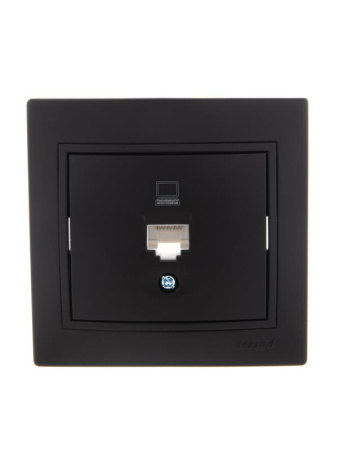 Розетка компьютерная 1-м СП Mira RJ45 черн. бархат  701-4242-139
