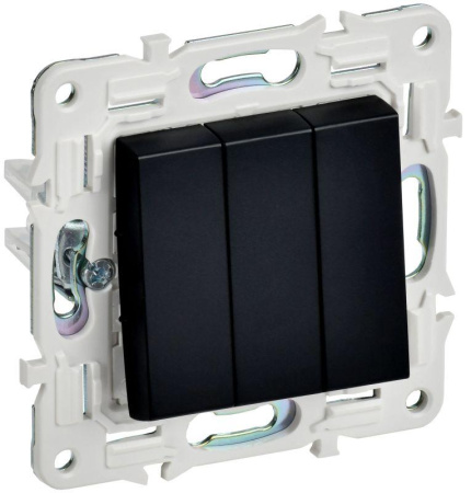 Выключатель 3-кл. SKANDY 10А SK-V11Bl черн.  SK-V30-0-10-K02