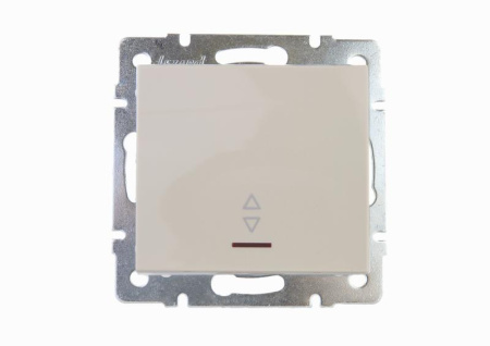 Переключатель проходной 1-кл. СП Rain IP20 с подсветкой механизм крем.  703-0388-114
