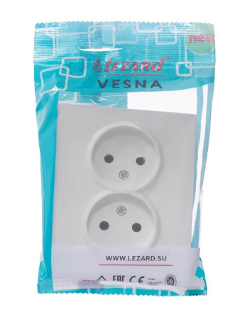 Розетка 2-м СП VESNA без заземл. ПБТ бел.  742-0200-128B
