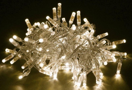 Гирлянда "Нить" 10м 100LED тепл. бел. IP44 провод прозр. 230В с контроллером 8 режимов  LGDU111-1-100-10-T-S-44