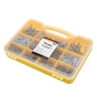 Набор саморезов и дюбелей 590шт пластик. коробка  KR-01-3101-03