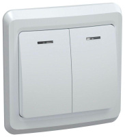 Выключатель 2-кл. СП Вега 10А IP20 ВС10-2-1-ВБ с индикацией бел.  EVV21-K01-10-DM