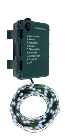 Гирлянда "Роса" DC-G06-50W 50 microLED 5.1м. 8реж. (3хAA в компл.) бел.  5059658