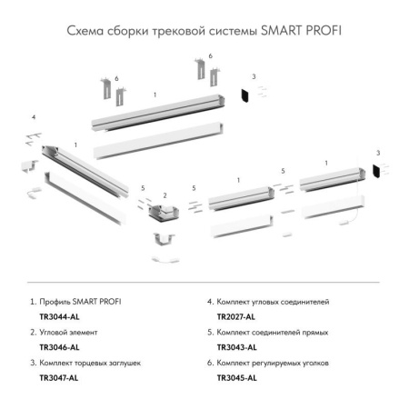 Комплект торцевых заглушек для профиля TR3044-AL SMART PROFI  TR3047-AL