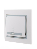 Переключатель проходной 1-кл. СП Mira 10А с сер. вставкой бел.  701-0215-105