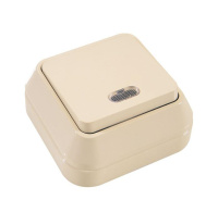 Выключатель 1-кл. ОП 10А IP20 с подсветкой крем.  45221