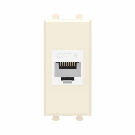 Розетка компьютерная 1мод. Avanti "Ванильная дымка" RJ45 кат.6 без шторок модульная механизм  4405691