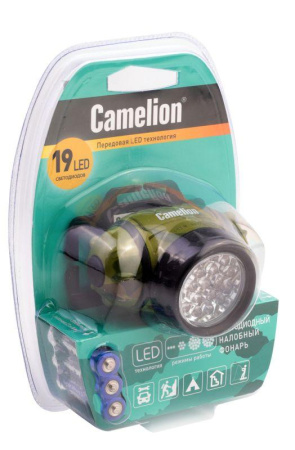 Фонарь налобный LED 5313-19F 4ML 19LED 4 режима 3хR03 (в компл.) камуфляж  7538