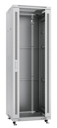 Шкаф монтажный телекоммуникационный напольный SH-05C-37U60/100 19дюйм для распред. и серверн. оборудования 37U 600х1000х1833мм передн. стеклян. и задн. сплошн. метал. двери ручка с замком сер. (RAL 7035)  7642c