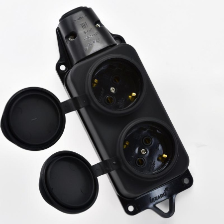 Колодка 2-м 16А IP44 2P+PE 220-240В с защ. крышками каучук  106-0400-0110/110