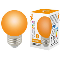 Лампа светодиодная LED-G45-1W/ORANGE/E27/FR/С 1Вт шар матовая оранж. E27 декоративная (упак. картон)  UL-00005650