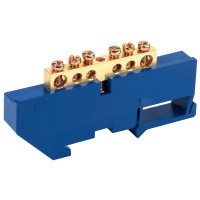 Шина "N" нулевая с синим изолятором на DIN-рейку 6x9мм стойка бол. 6 групп  11-2339
