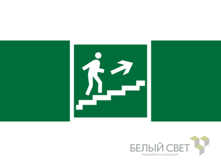 Знак безопасности NPU-3413.E15"Напр. к эвакуац. выходу по лестн. вверх (прав.)"  a16526