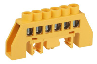 Шина PE земля в комбинированном изоляторе на DIN-рейку ШНИ-8х12-6-Д желт. NO-224-115  Б0062977