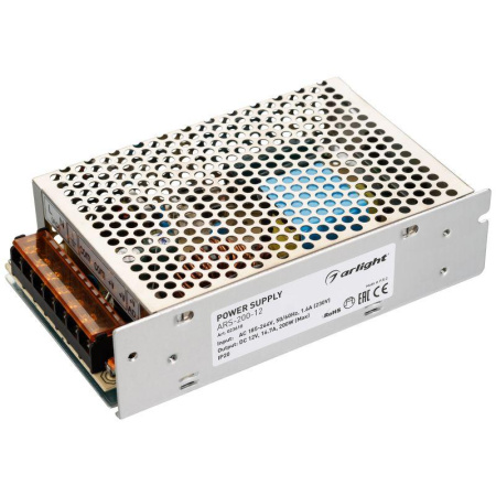 Блок питания ARS-200-12 12В 16.7А 200Вт IP20 сетка 2 года  023610