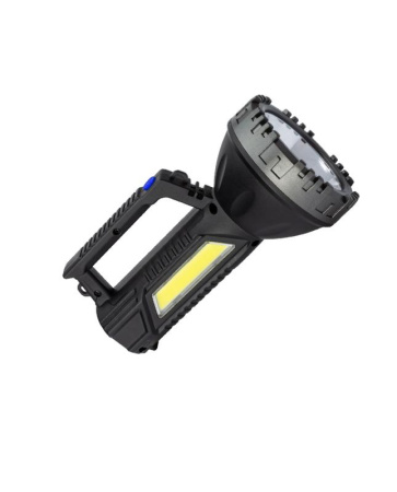 Фонарь-прожектор аккумуляторный ручной 3Вт LED+3Вт COB LED Li-ion 18650 1200мА.ч корпус ABS-пластик индикатор уровня заряда USB-шнур плечевой ремешок  KOC904Lit