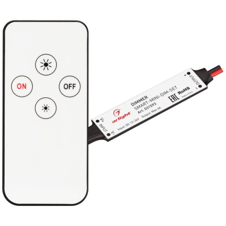 Диммер SMART-MINI-DIM-SET 12-24В 1х4А ПДУ 4 кнопки IR IP20 пластик  031593