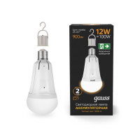 Лампа светодиодная Black 12Вт A80 грушевидная 3000К тепл. бел. E27 900лм авар. аккум. Li-Ion  102002112