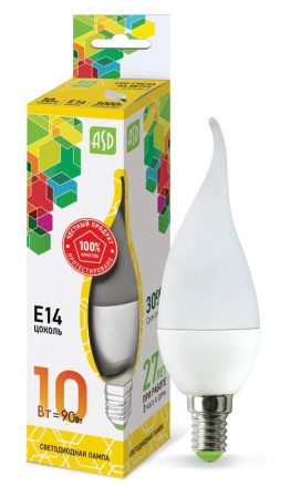 Лампа светодиодная LED-свеча на ветру-standard 10Вт 230В E14 3000К 900лм  4690612024615