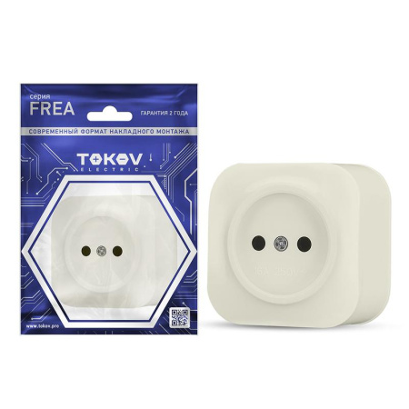 Розетка 1-м ОП Frea 16А IP20 250В без заземл. АБС-пластик беж.  TKE-FR-R1-C02