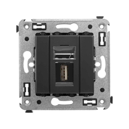 Розетка USB 2.0 1-м СП Avanti "Черный матовый" тип А-А  4412403
