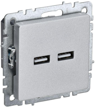 Розетка BRITE USB A+A 3.1А РЮ10-1-БрА механизм алюм.  BR-U21-D31-K47