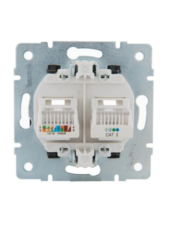 Розетка компьютерная + телефонная 2-м СП Karina RJ45 + RJ11 механизм черн. бархат  707-4288-143